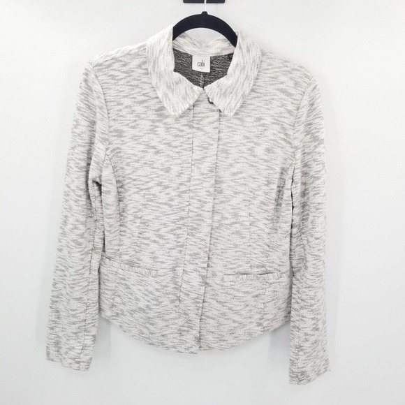 CAbi Neo Moto Jacket womens size medium Heathered Gray zip up button soft knit - Picture 11 of 12